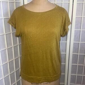 J.Crew Crewneck Minimalist Mustard Relaxed Linen Tee Shirt Women’s Size Small Nw